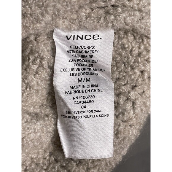 Vince Women Medium Sweater V Neck Chunky Knit Neutral Textured Cashmere Beige - Picture 8 of 9
